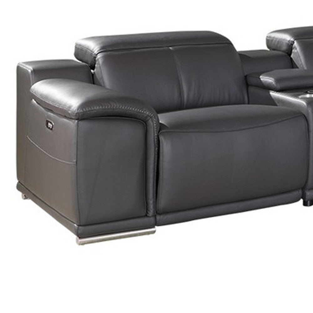 Italian Leather Power Reclining U Shaped Seven Piece Corner Sectional With Console-Sectionals-DECOROLALA