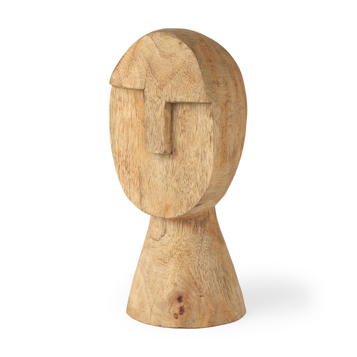 Ivan Medium Hand-Carved Mango Wood Head Sculpture-Decorative Objects-DECOROLALA