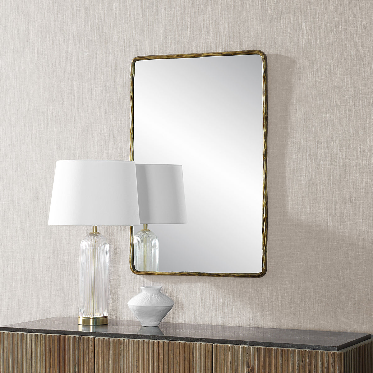 Ivory 36" Tall Rectangle Wall Mirror, Yellow-Mirrors-DECOROLALA