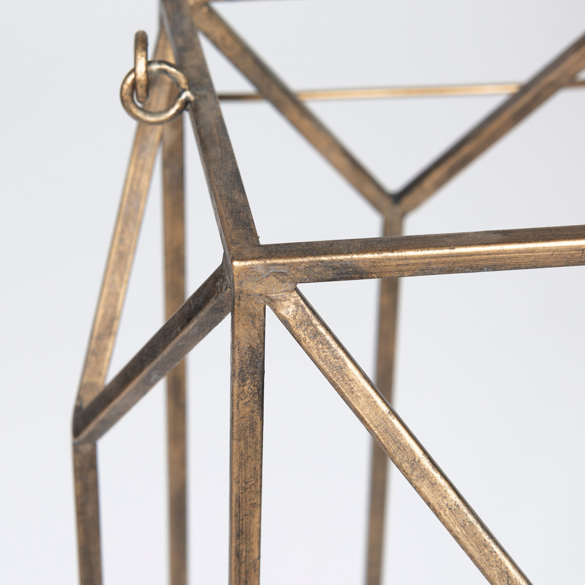 Ivy Large Gold Metal Geometric Cage Candle Holder Lantern-Lanterns-DECOROLALA