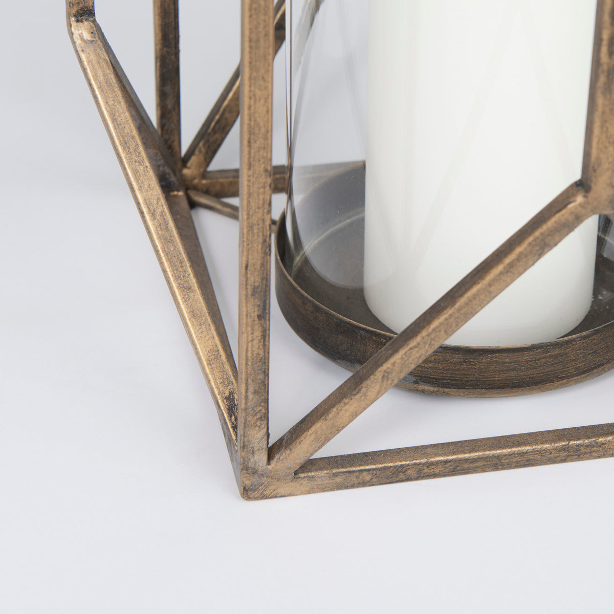 Ivy Large Gold Metal Geometric Cage Candle Holder Lantern-Lanterns-DECOROLALA