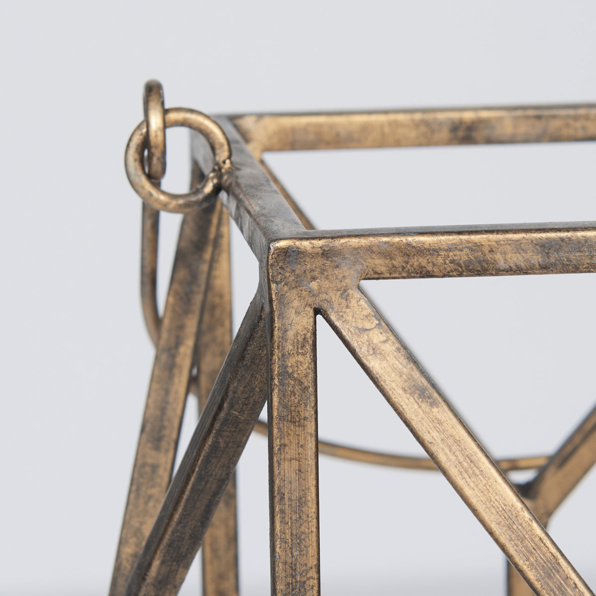 Ivy Small Gold Metal Geometric Cage Candle Holder Lantern-Lanterns-DECOROLALA