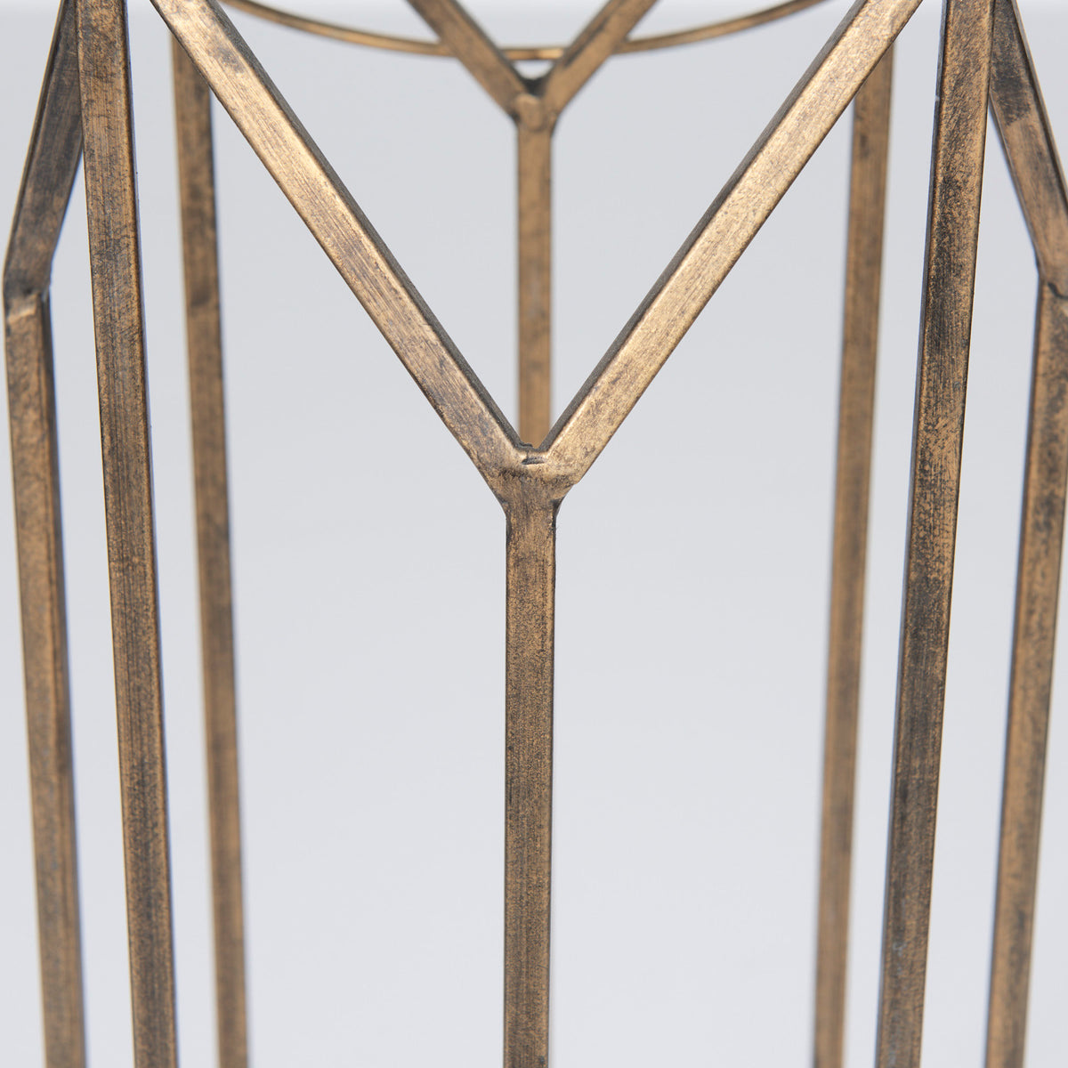 Ivy Small Gold Metal Geometric Cage Candle Holder Lantern-Lanterns-DECOROLALA