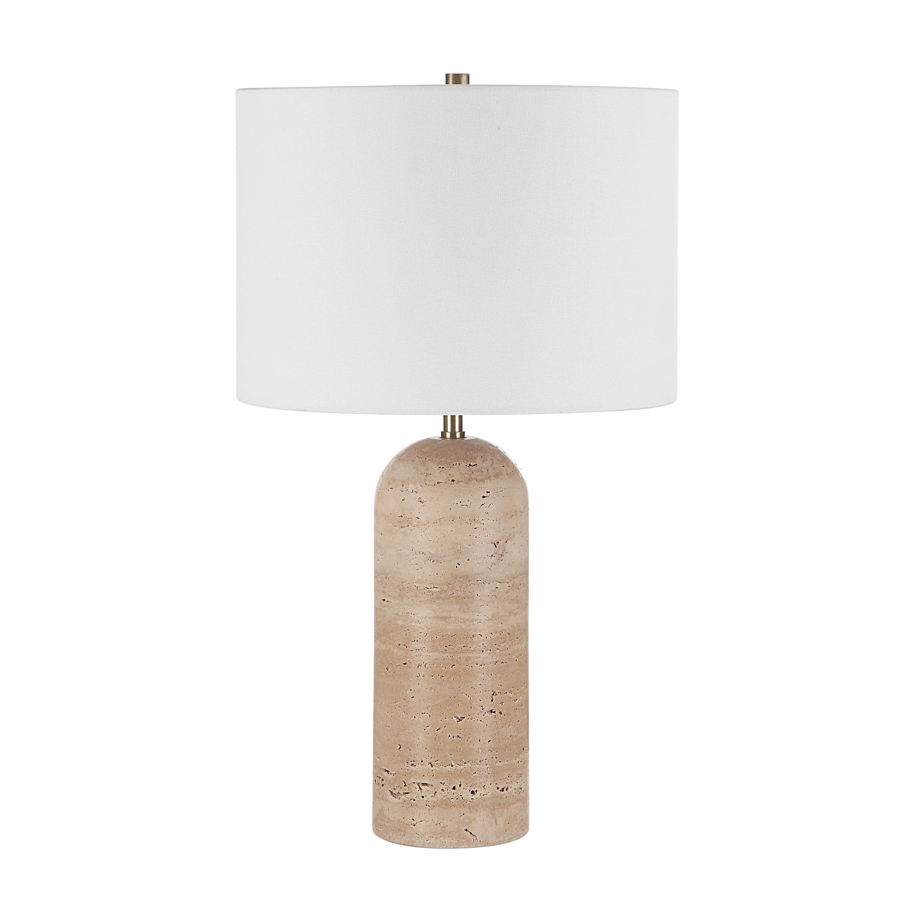 Ixora 25" Tall Brass Table Lamp with Drum Linen Shade-Table Lamp-DECOROLALA