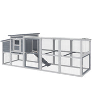 Large Chicken Coop, Wooden Hen House with Covered Run, Nesting Box, Pull-Out Tray, Opening Asphalt Roof