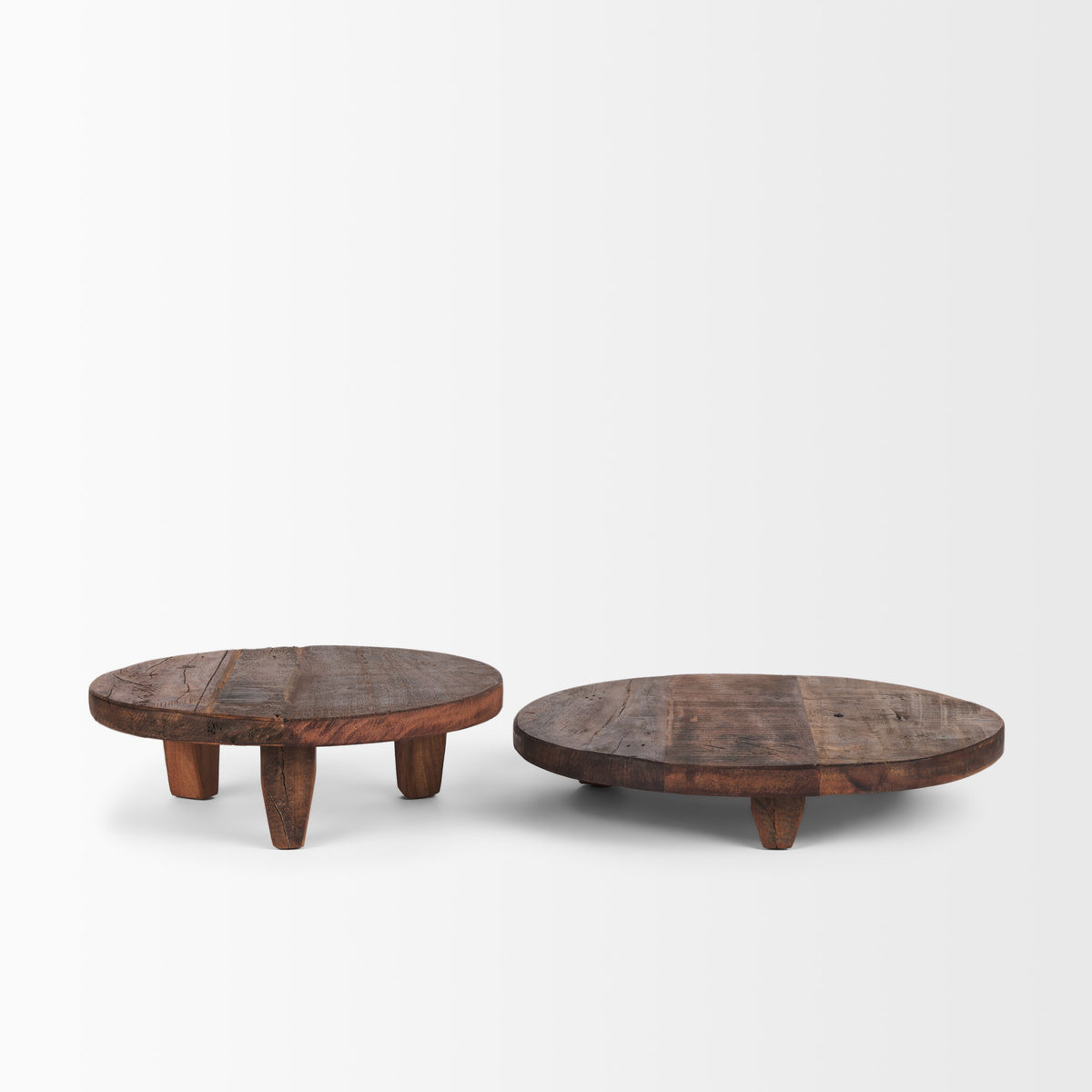 Iza Medium Brown Wooden Riser (Set of 2)-Trays-DECOROLALA