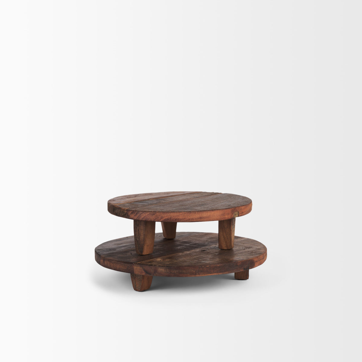 Iza Medium Brown Wooden Riser (Set of 2)-Trays-DECOROLALA
