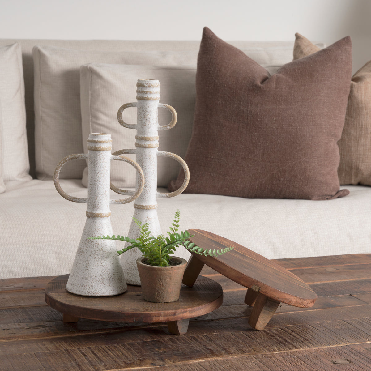 Iza Medium Brown Wooden Riser (Set of 2)-Trays-DECOROLALA