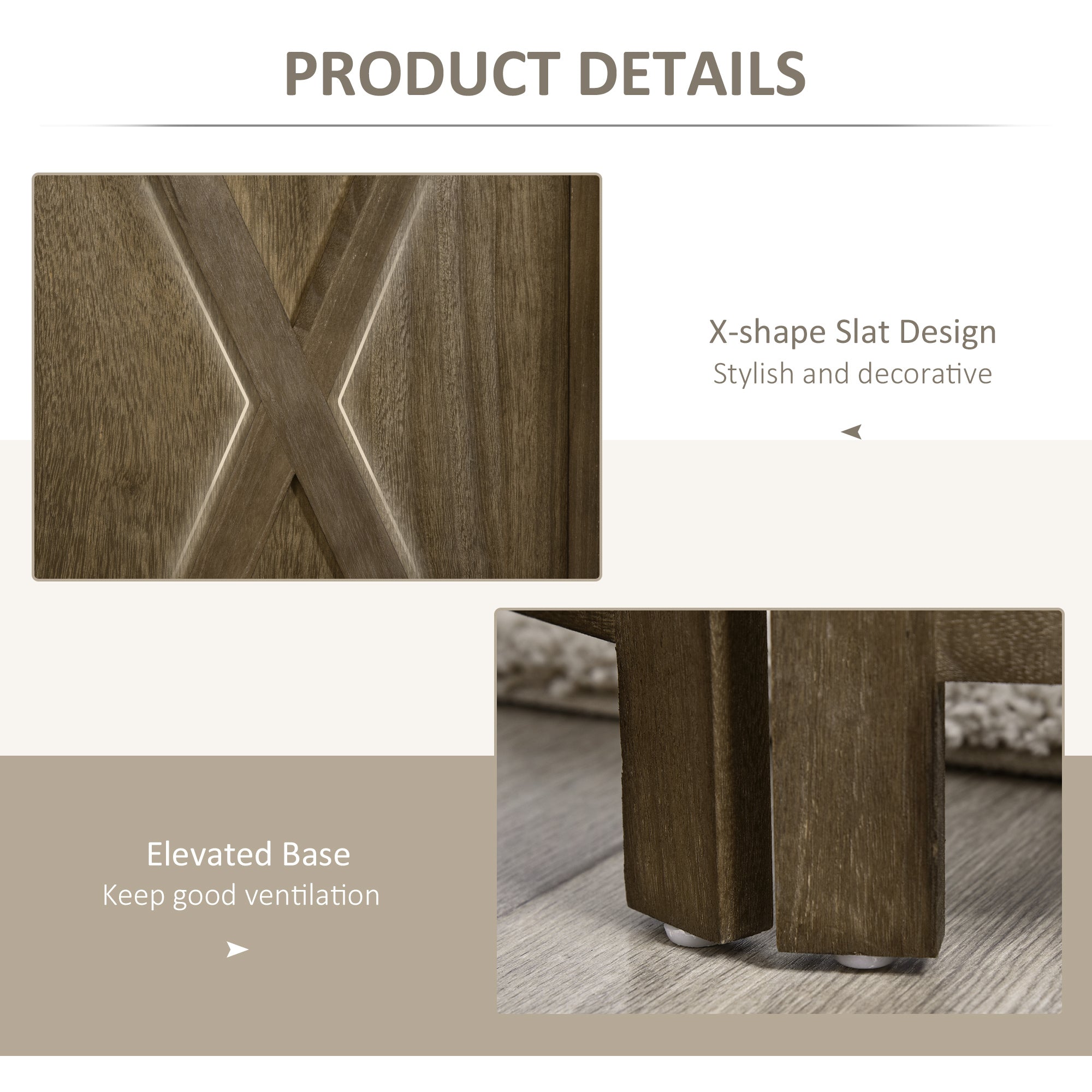 4-panel Wall Partition Farmhouse Room Separator with Foldable Design Wooden Frame 5.6FT, Brown
