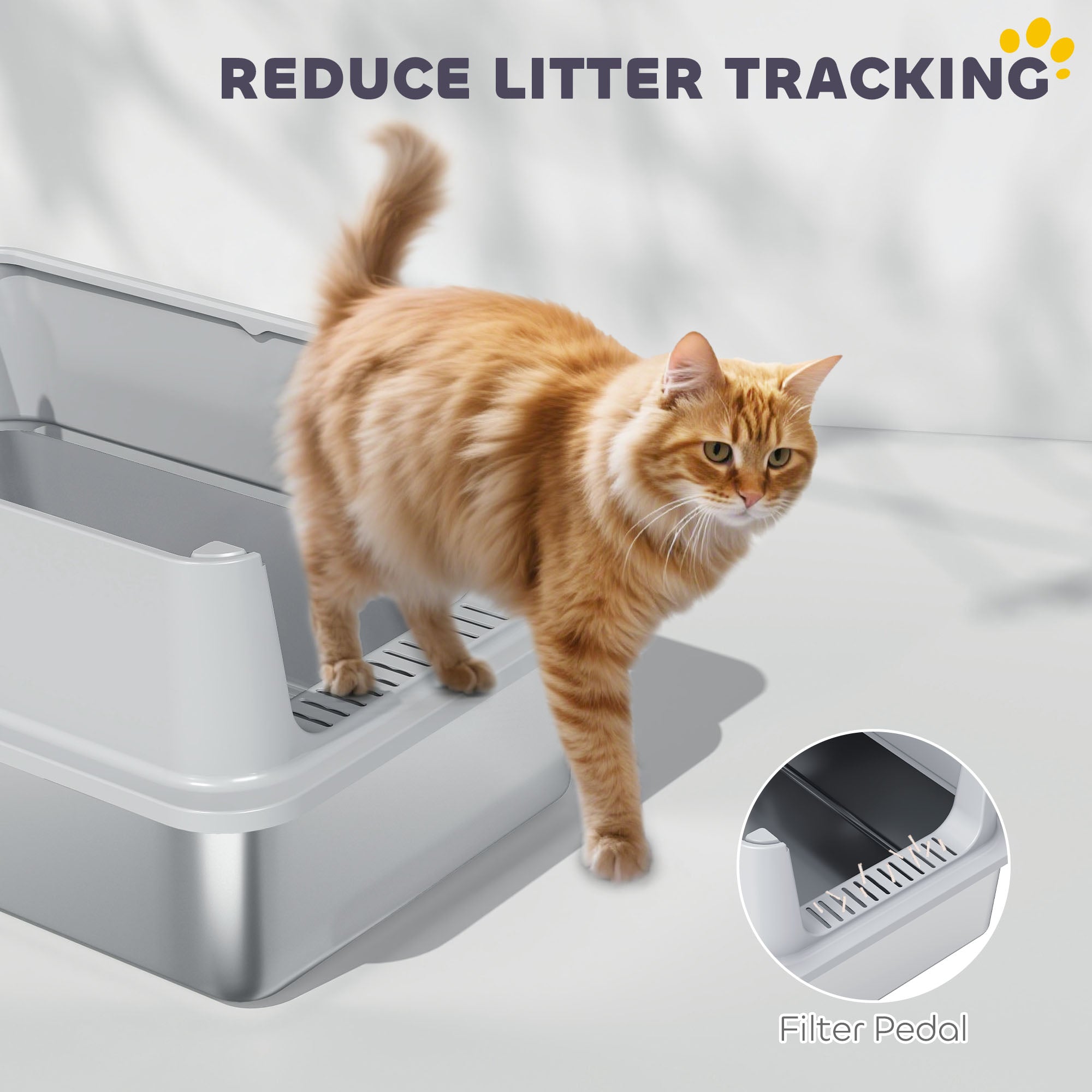XL Stainless Steel Cat Litter Box for Big and Multiple Cats with High Wall Side, Scoop, Easy Cleaning & Odor Free