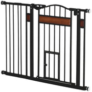 Barrière pour chien extra-large de 29,1'' à 41,3'' avec porte pour chat, fixation par pression pour escaliers, fermeture automatique, double verrouillage, pour portes et couloirs