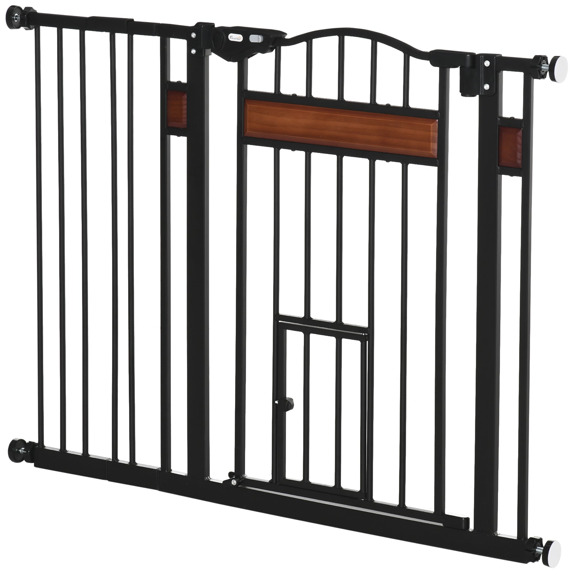 Barrière pour chien extra-large de 29,1'' à 41,3'' avec porte pour chat, fixation par pression pour escaliers, fermeture automatique, double verrouillage, pour portes et couloirs