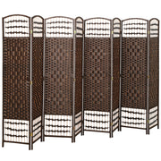 8 Panel Folding Room Divider, Portable Privacy Screen, Wave Fiber Room Partition for Home Office, Brown