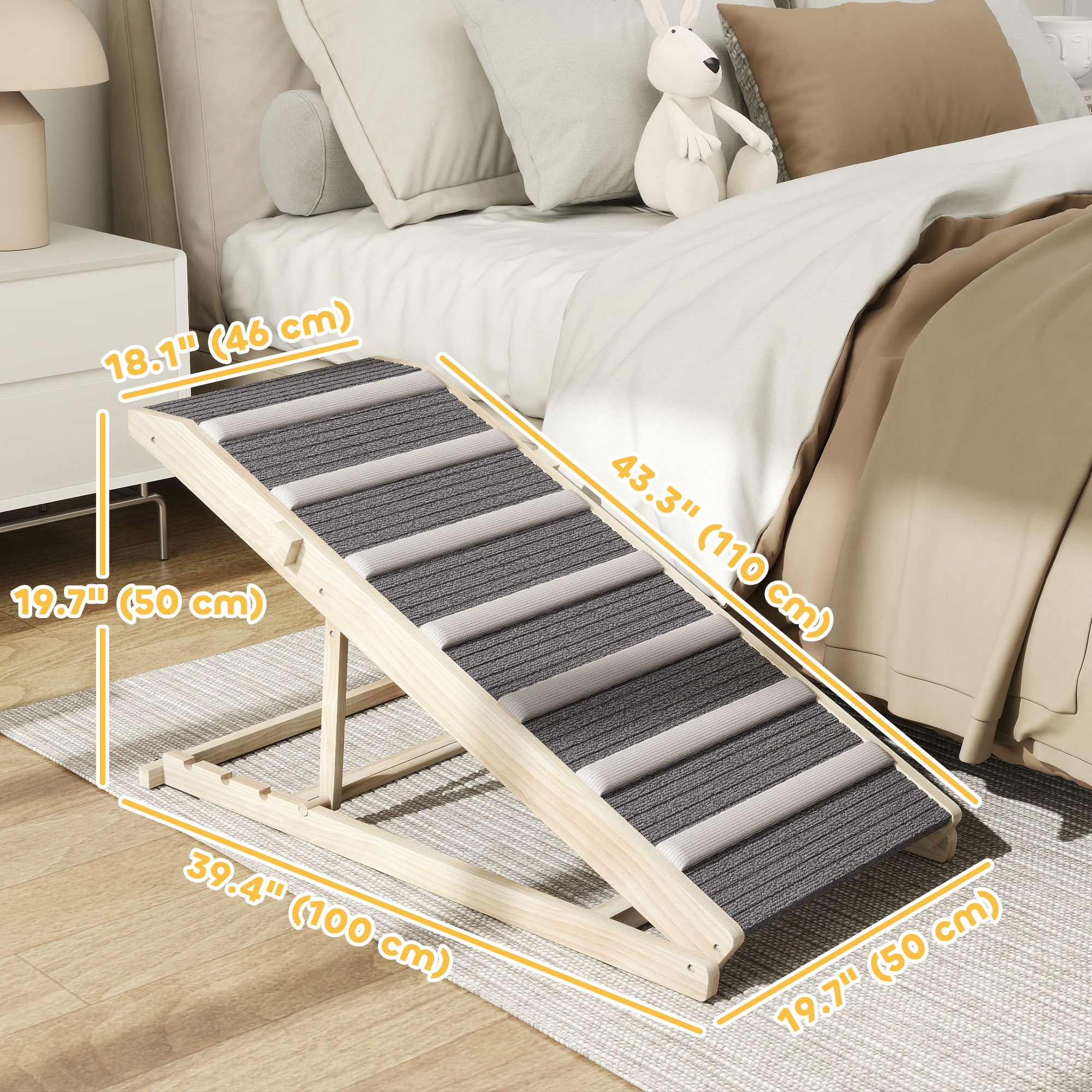 Dog Ramp for Couch, Foldable Pet Ramp for Small to Large Dog, 4 Adjustable Height from 14" to 20"