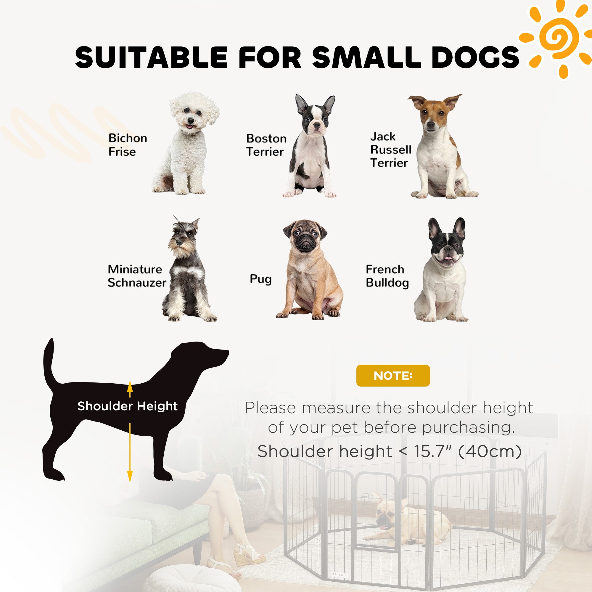 24" Dog Playpen Indoor Outdoor, Portable Foldable 8 Panels Pet Playpen with Door & Strap for Small Dogs