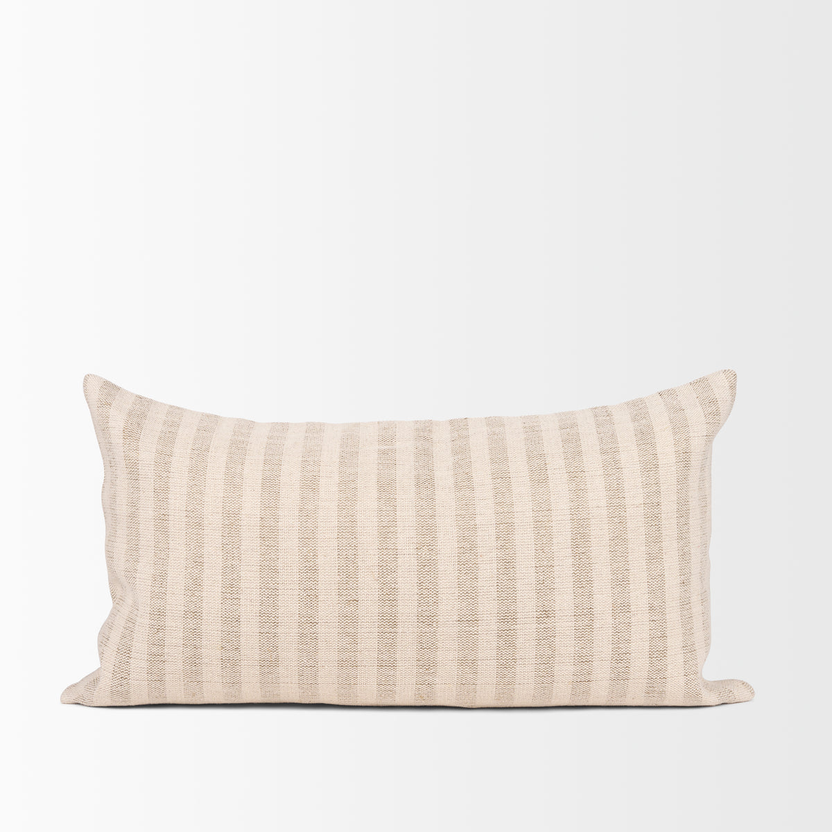 Jace Cream & Beige Stripe Lumbar Pillow Cover (min order qty 2)-Decorative Pillows-DECOROLALA