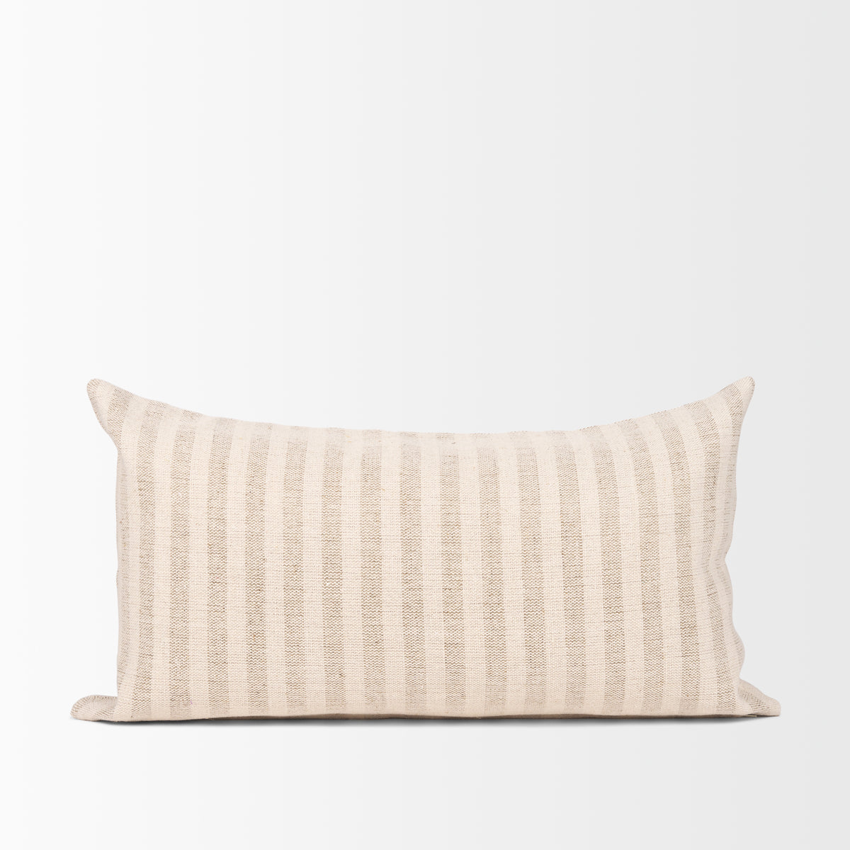 Jace Cream & Beige Stripe Lumbar Pillow Cover (min order qty 2)-Decorative Pillows-DECOROLALA