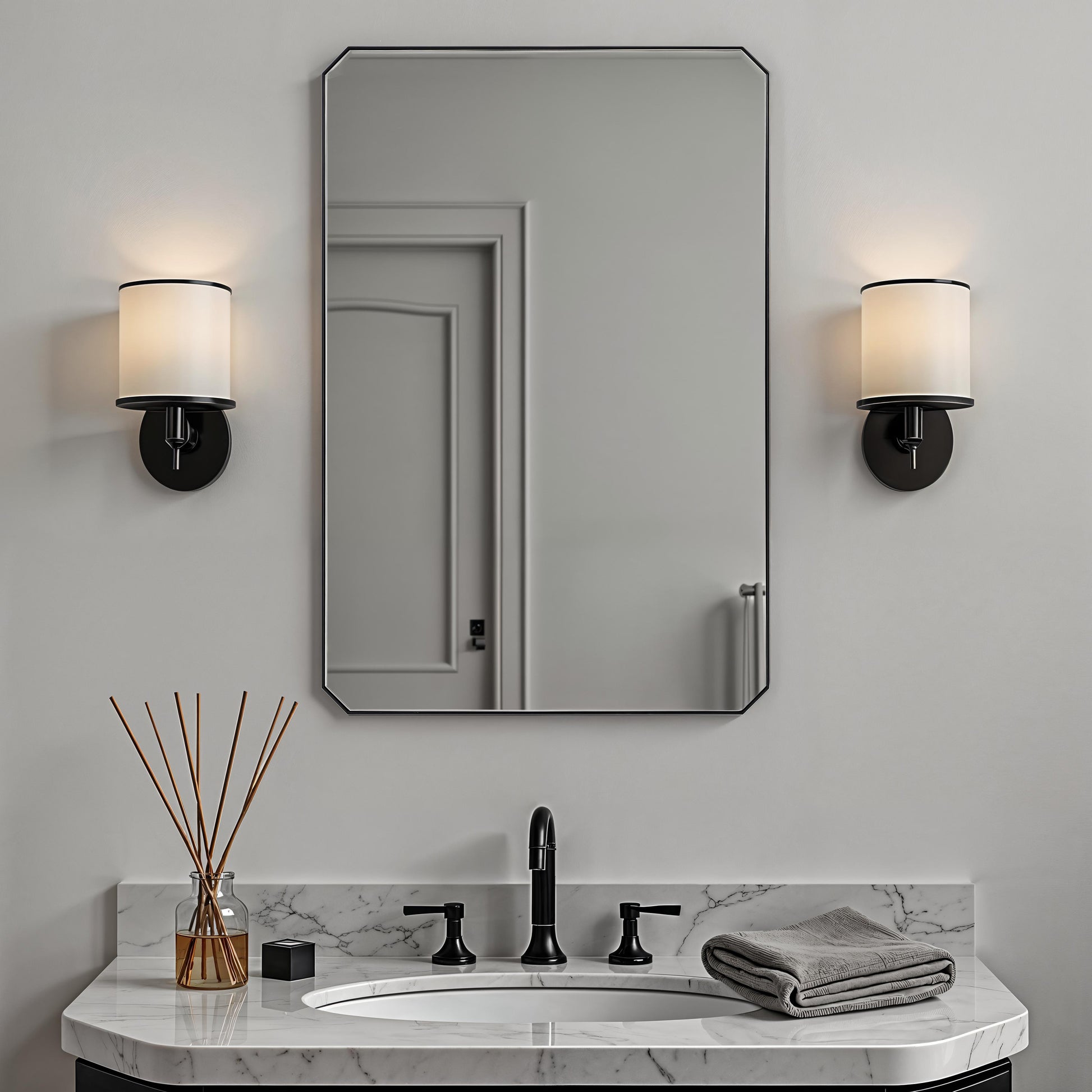Jace 36" H x 24" W Wall Mirror, Black-Mirror-DECOROLALA