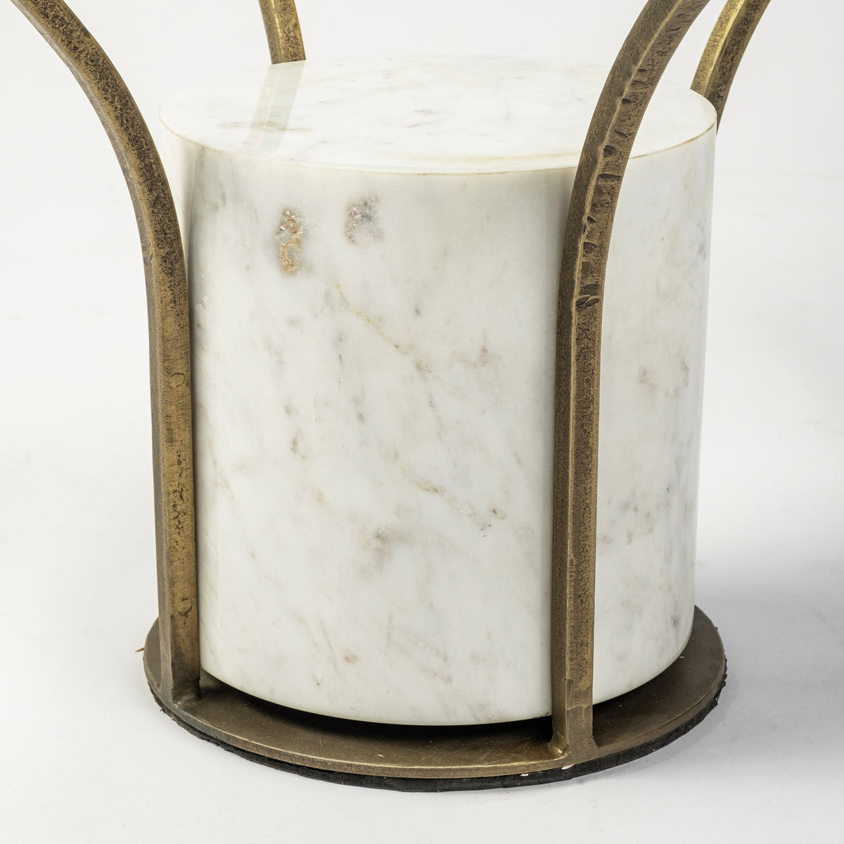 Jacinta 36" Round Glass Top Metal and Marble Pedestal Coffee Table-Coffee Tables-DECOROLALA
