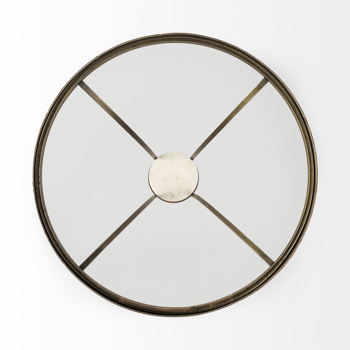 Jacinta II 21" Round Glass Top Metal and Marble Pedestal End/Side Table-End and Side Tables-DECOROLALA