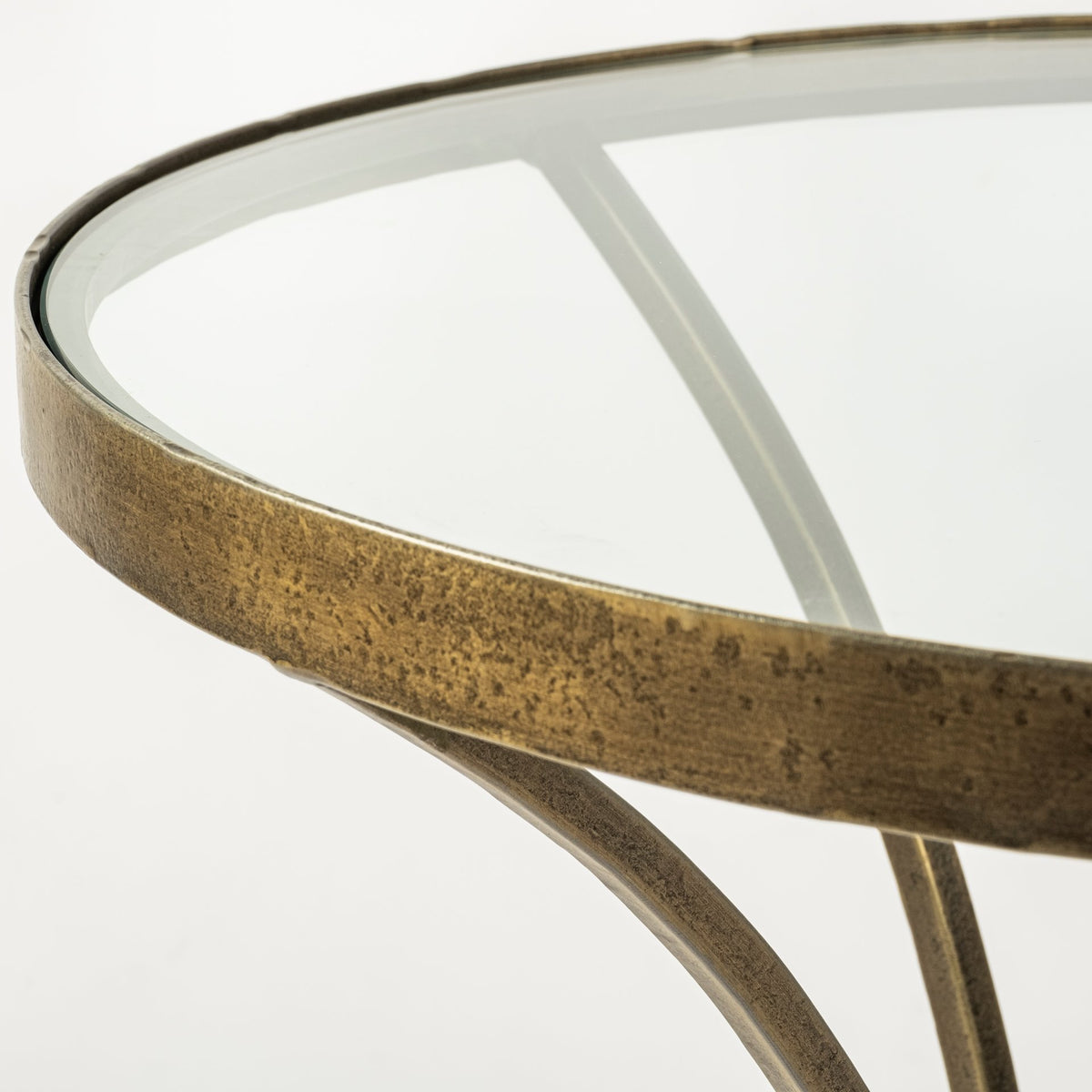 Jacinta II 21" Round Glass Top Metal and Marble Pedestal End/Side Table-End and Side Tables-DECOROLALA