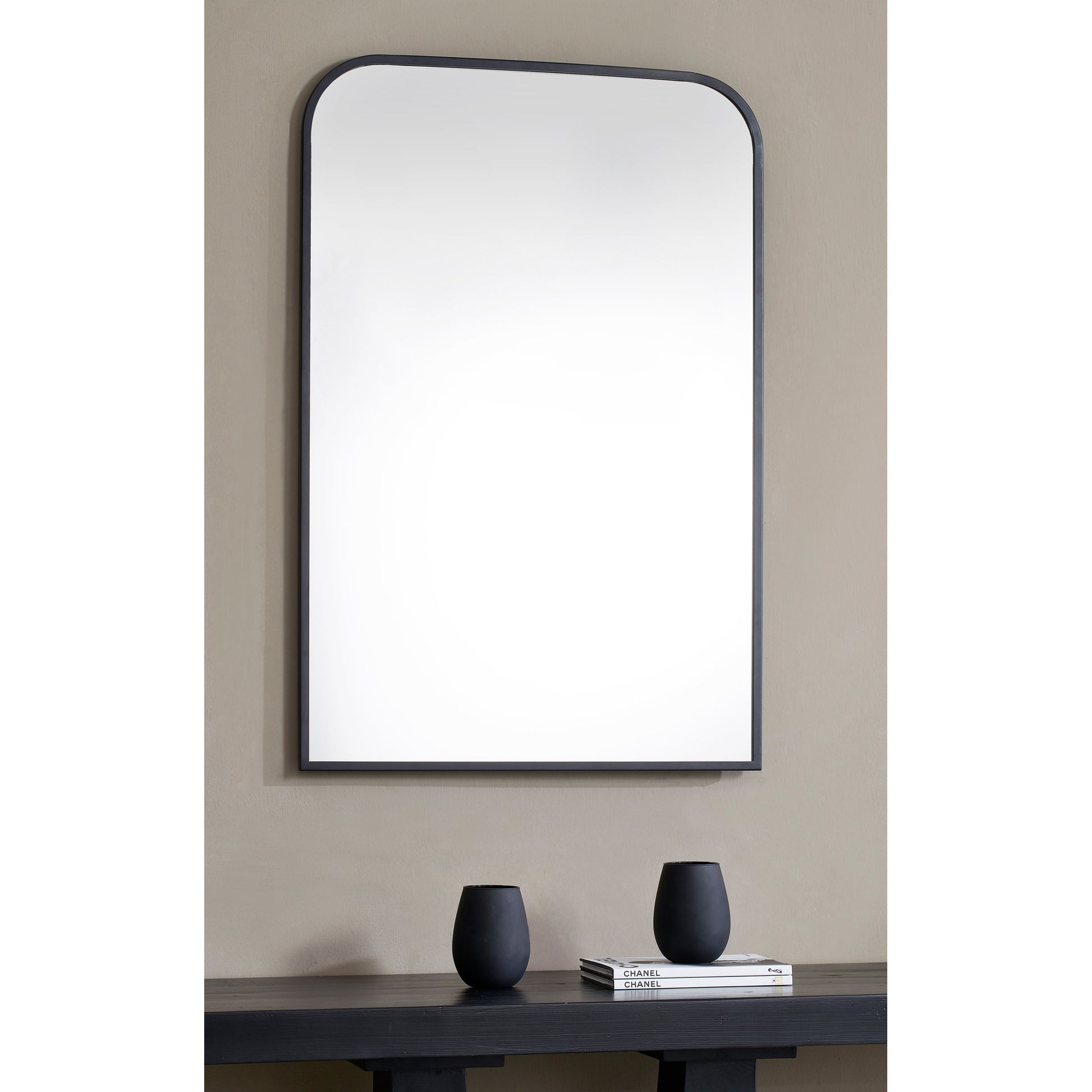 Jackline 36" Tall Rectangle Wall Mirror, Black-Mirror-DECOROLALA
