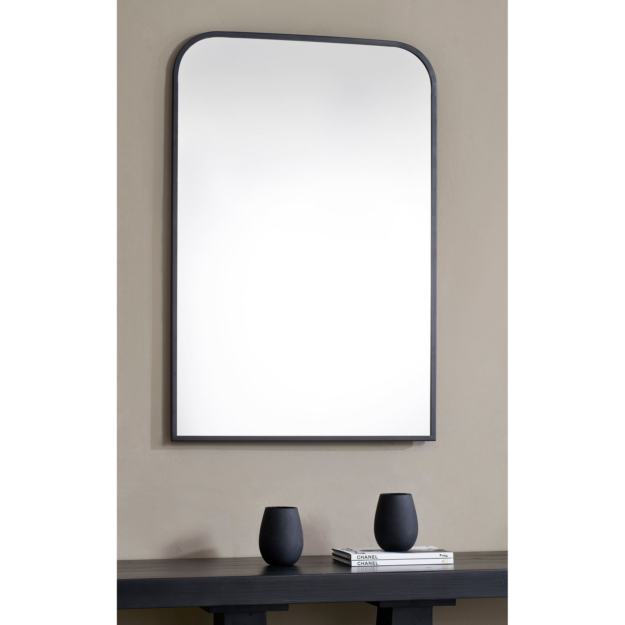 Jackline 36" Tall Rectangle Wall Mirror, Black-Mirror-DECOROLALA