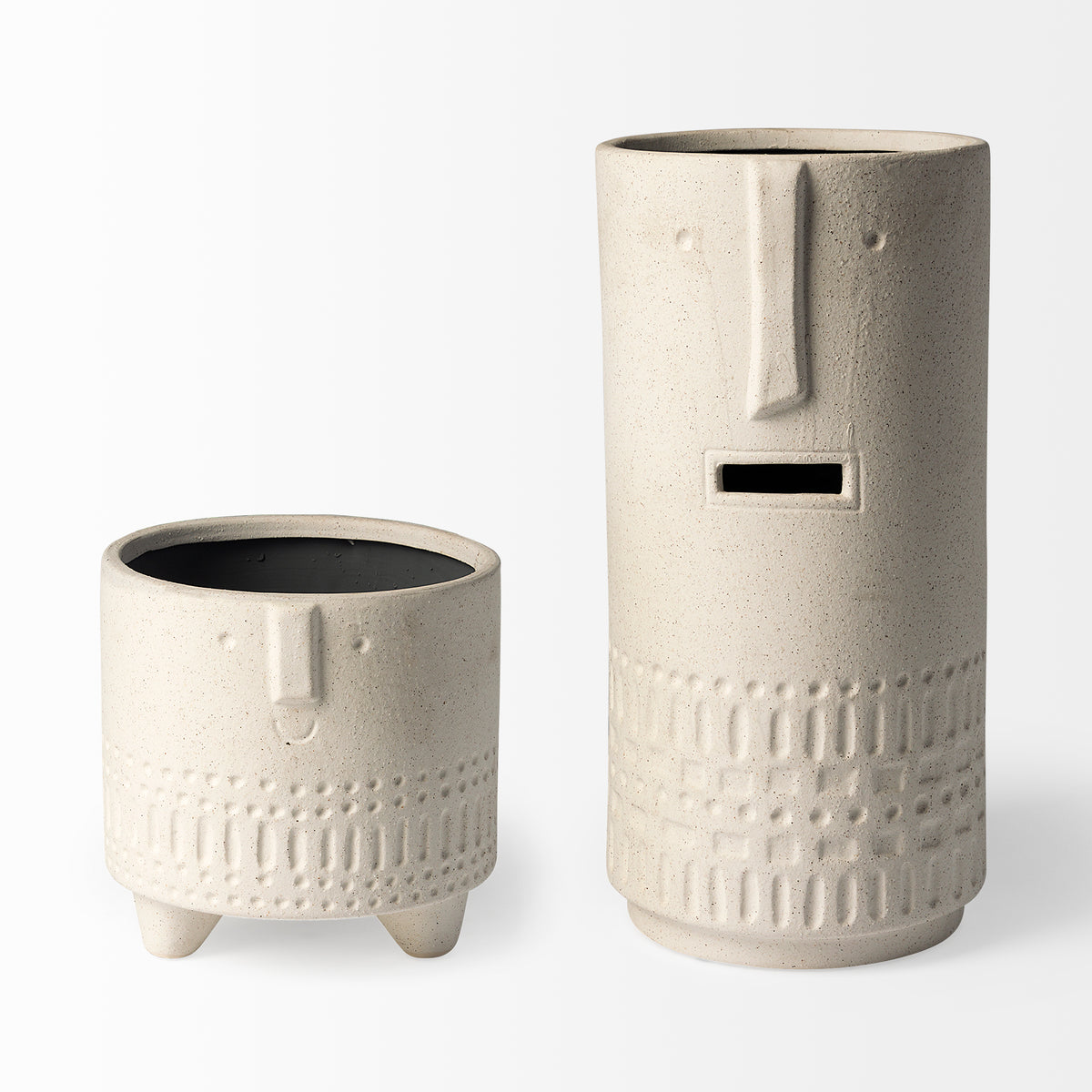 Jacob I Short White Ceramic Smiling Face Vase-Vase-DECOROLALA
