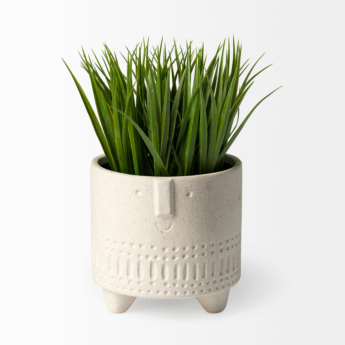 Jacob I Short White Ceramic Smiling Face Vase-Vase-DECOROLALA