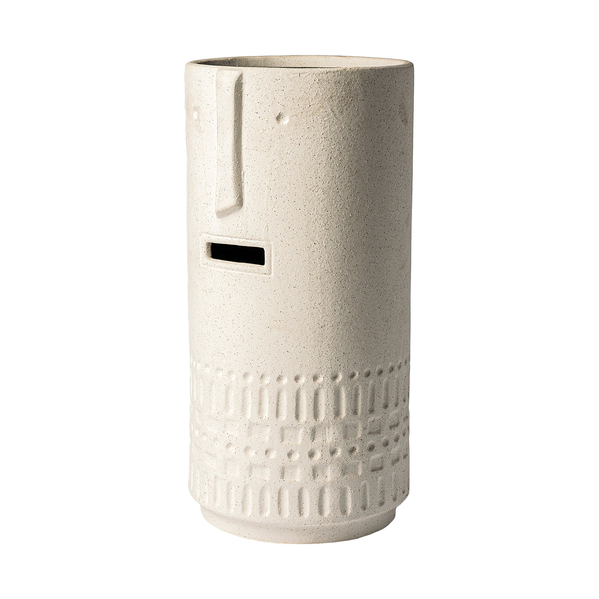 Jacob II Tall White Ceramic Smiling Face Vase-Vase-DECOROLALA