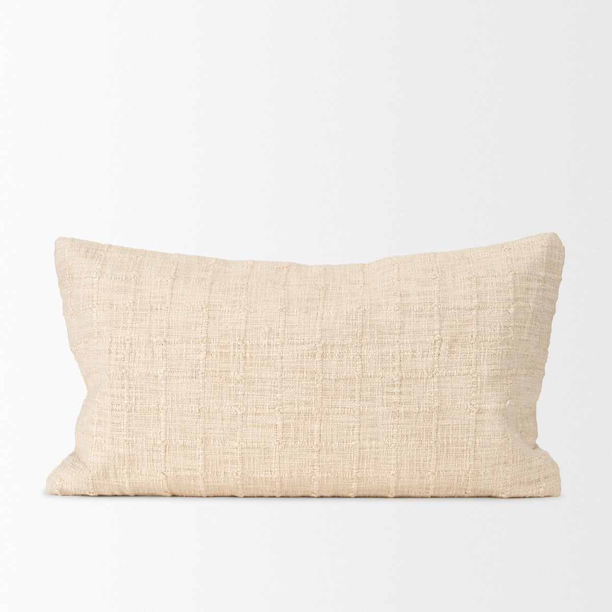 Jacory Cream Checker Textured Lumbar Pillow Cover (min order qty 2)-Decorative Pillows-DECOROLALA