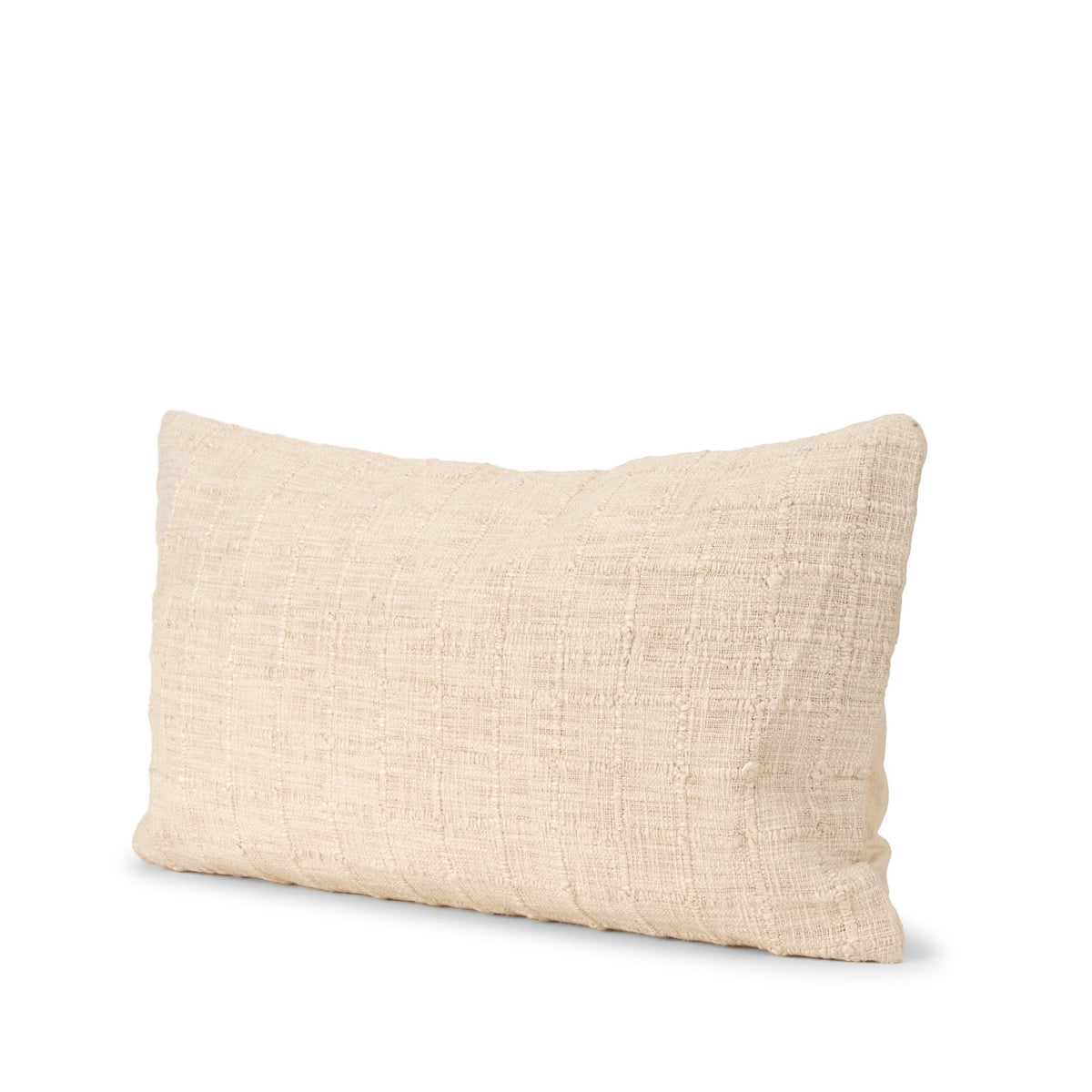 Jacory 14x26 Cream Checker Textured Lumbar Pillow Cover w/Down Filler-Decorative Pillows-DECOROLALA