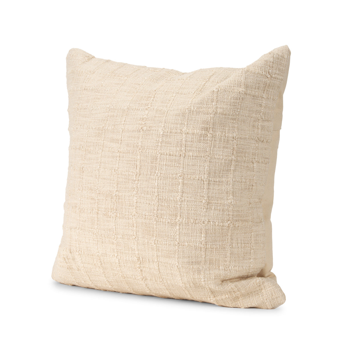 Jacory 22x22 Cream Checker Textured Decorative Square Pillow Cover-Decorative Pillows-DECOROLALA