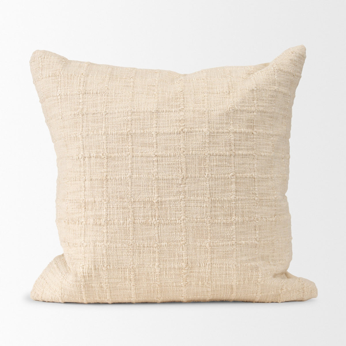 Jacory Cream Checker Textured Square Pillow Cover (min order qty 2)-Decorative Pillows-DECOROLALA