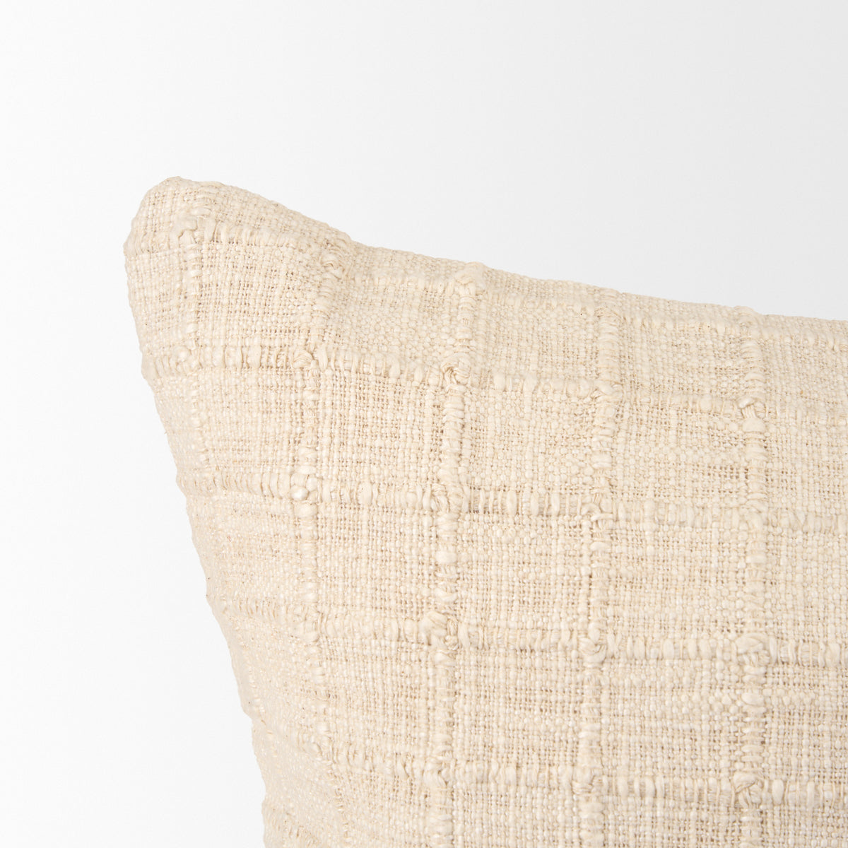 Jacory Cream Checker Textured Square Pillow Cover (min order qty 2)-Decorative Pillows-DECOROLALA
