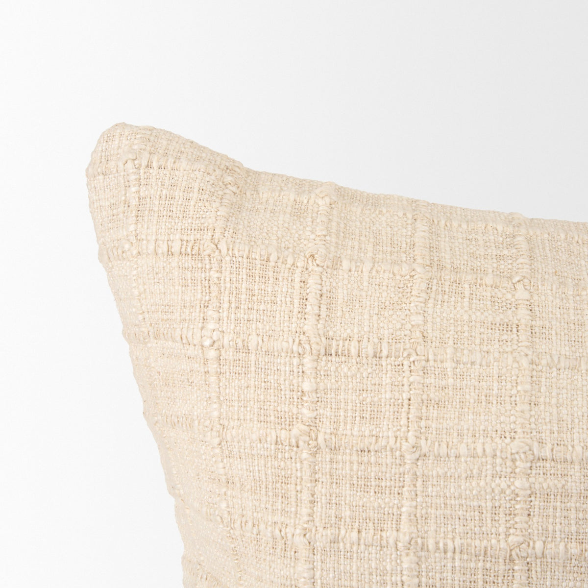 Jacory Cream Checker Square Pillow w/ Down Filler (Min Qty 2)-Decorative Pillows-DECOROLALA