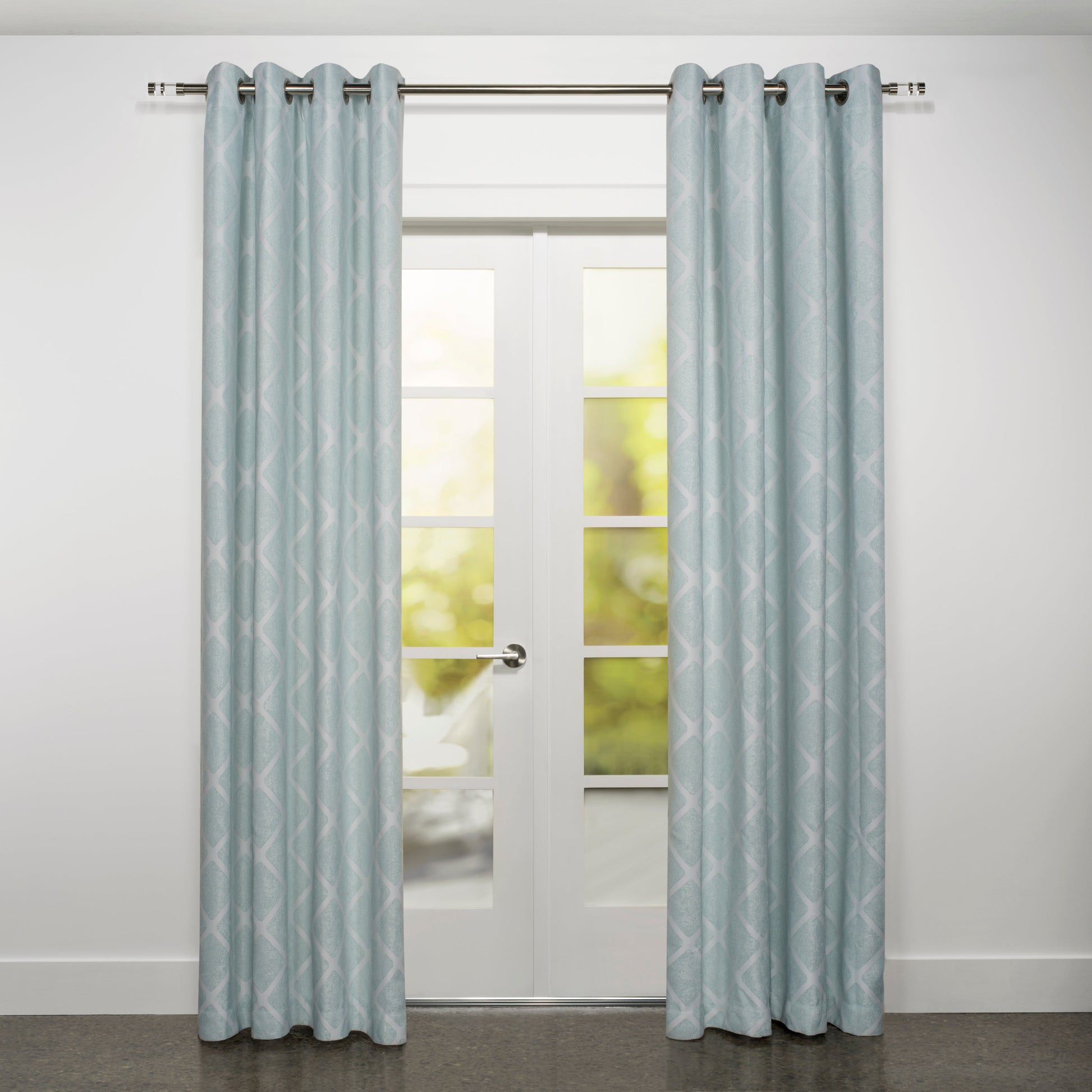 Jade Diamond Jacquard Dim Out Grommet Curtain-Curtains-DECOROLALA