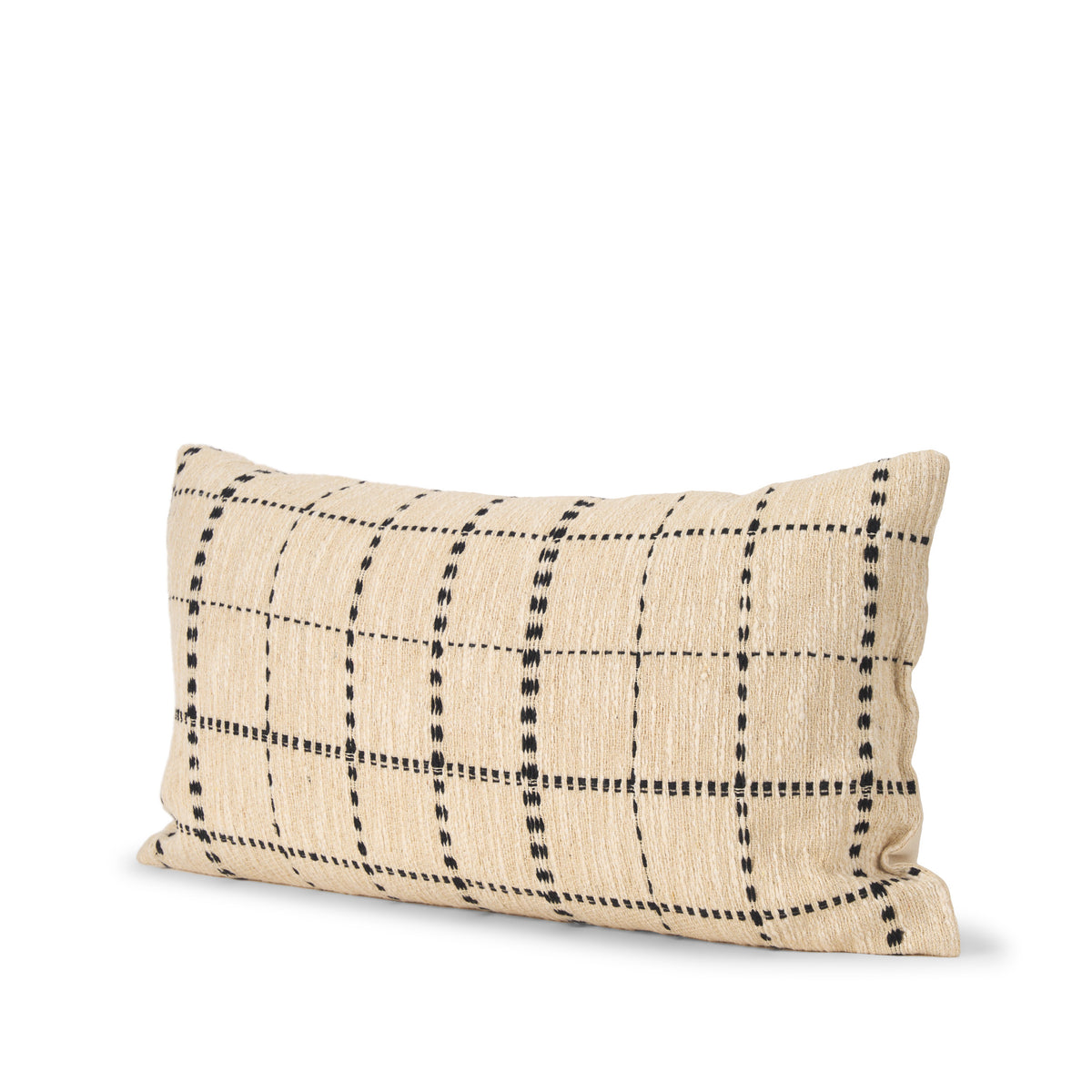 Jaela 14x26 Beige and Black Striped Lumbar Pillow Cover w/Filler-Decorative Pillows-DECOROLALA
