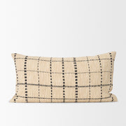 Jaela Beige and Black Striped Cotton Lumbar Pillow (min order qty 2)-Decorative Pillows-DECOROLALA