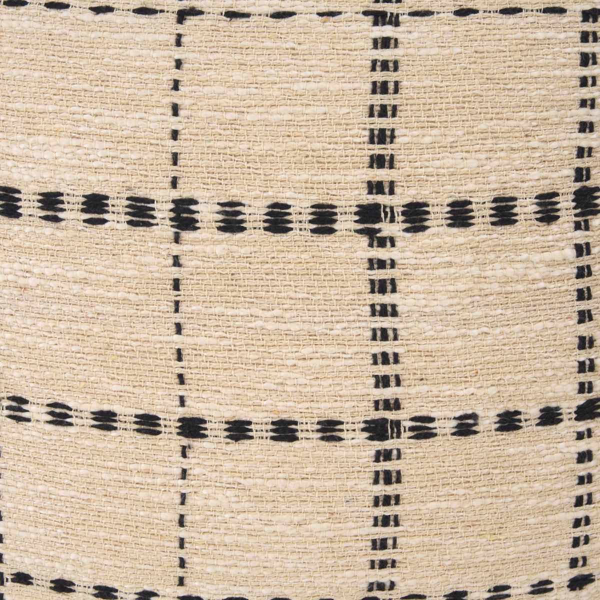Jaela Striped Checkered Cotton Pillow Cover - Beige/Black (min order qty 2)-Decorative Pillows-DECOROLALA