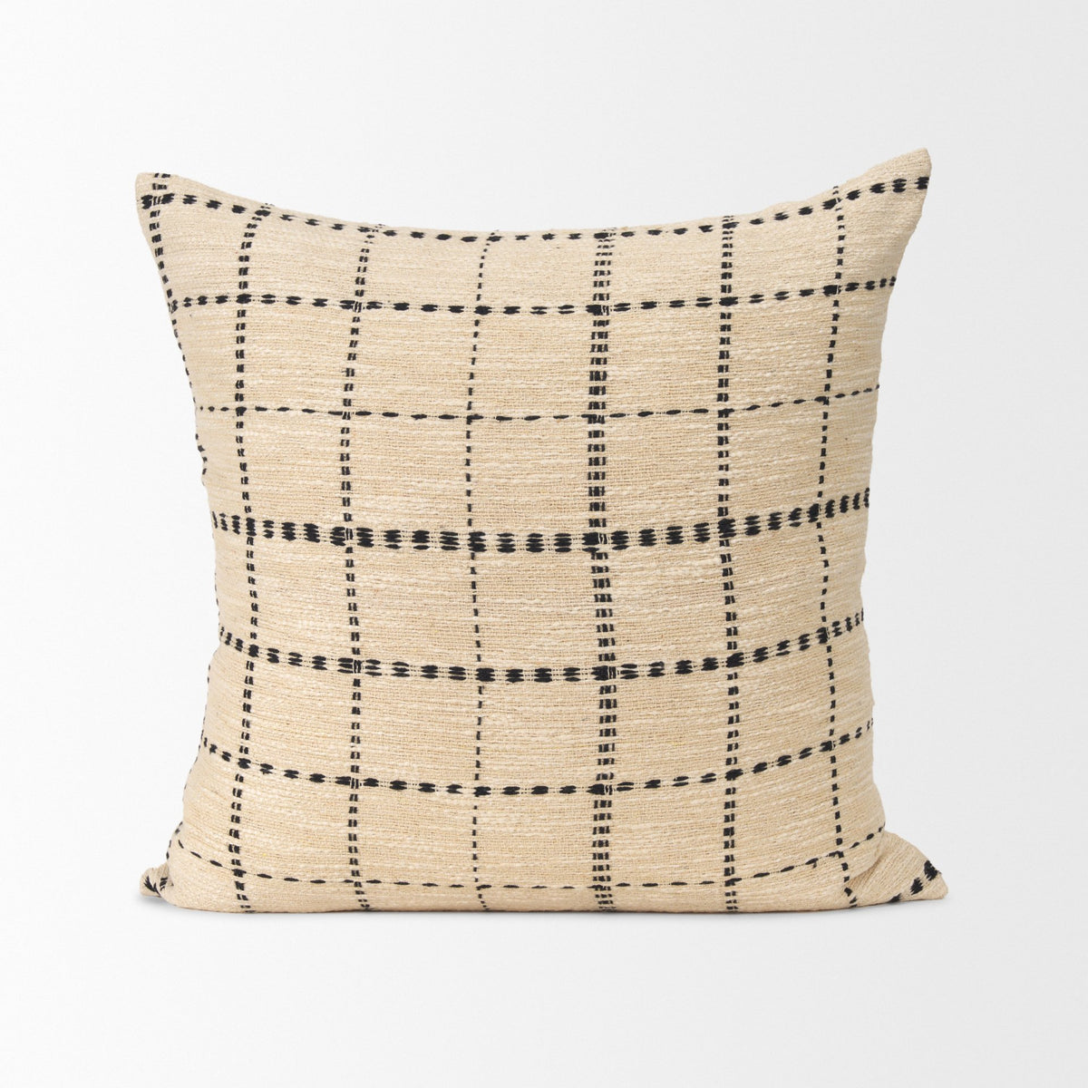 Jaela Beige/Black Checkered Throw Pillow (min order qty 2)-Decorative Throw Pillows-DECOROLALA