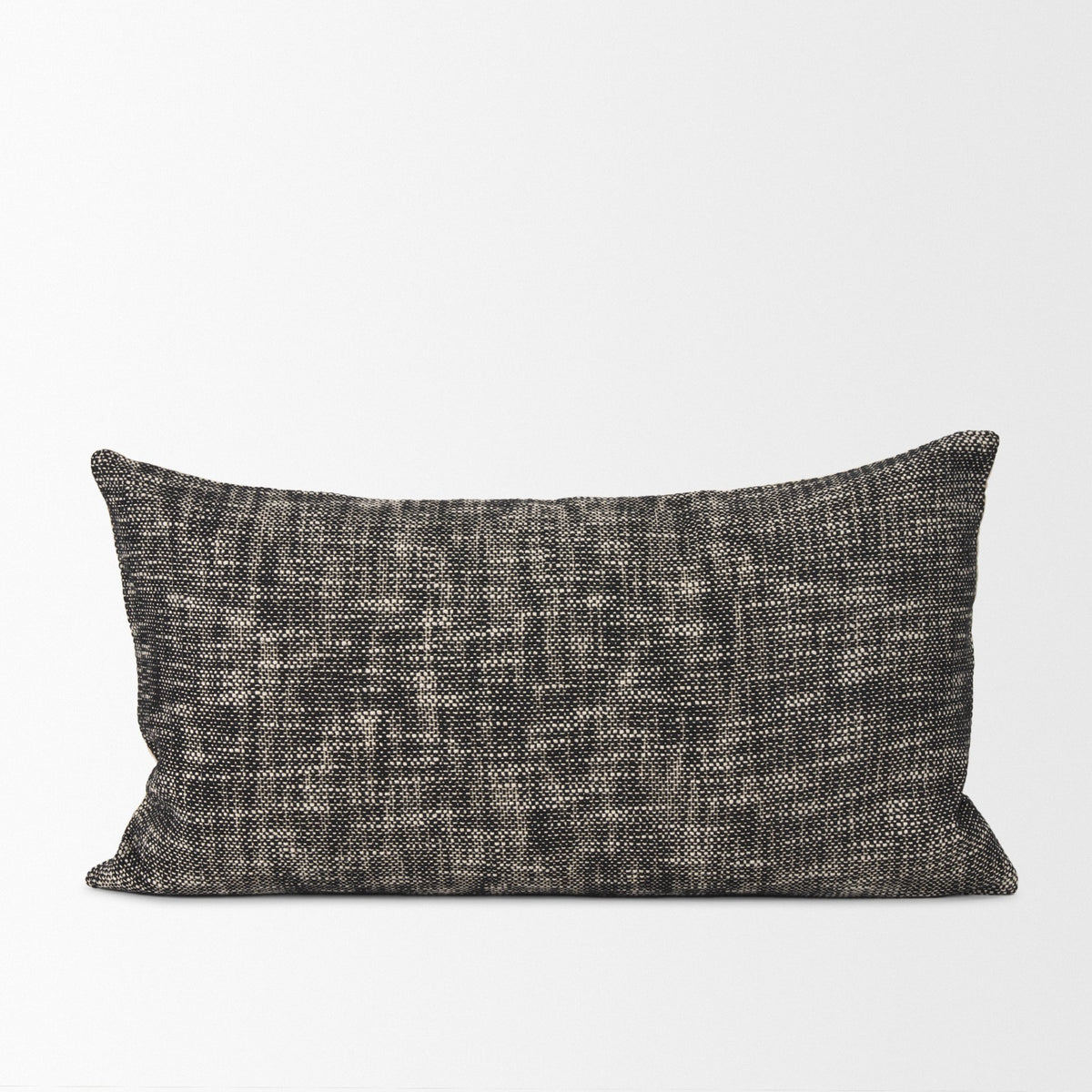 Jalia Cream/Black Woven Cotton Lumbar Pillow Cover (min order qty 2)-Decorative Pillows-DECOROLALA