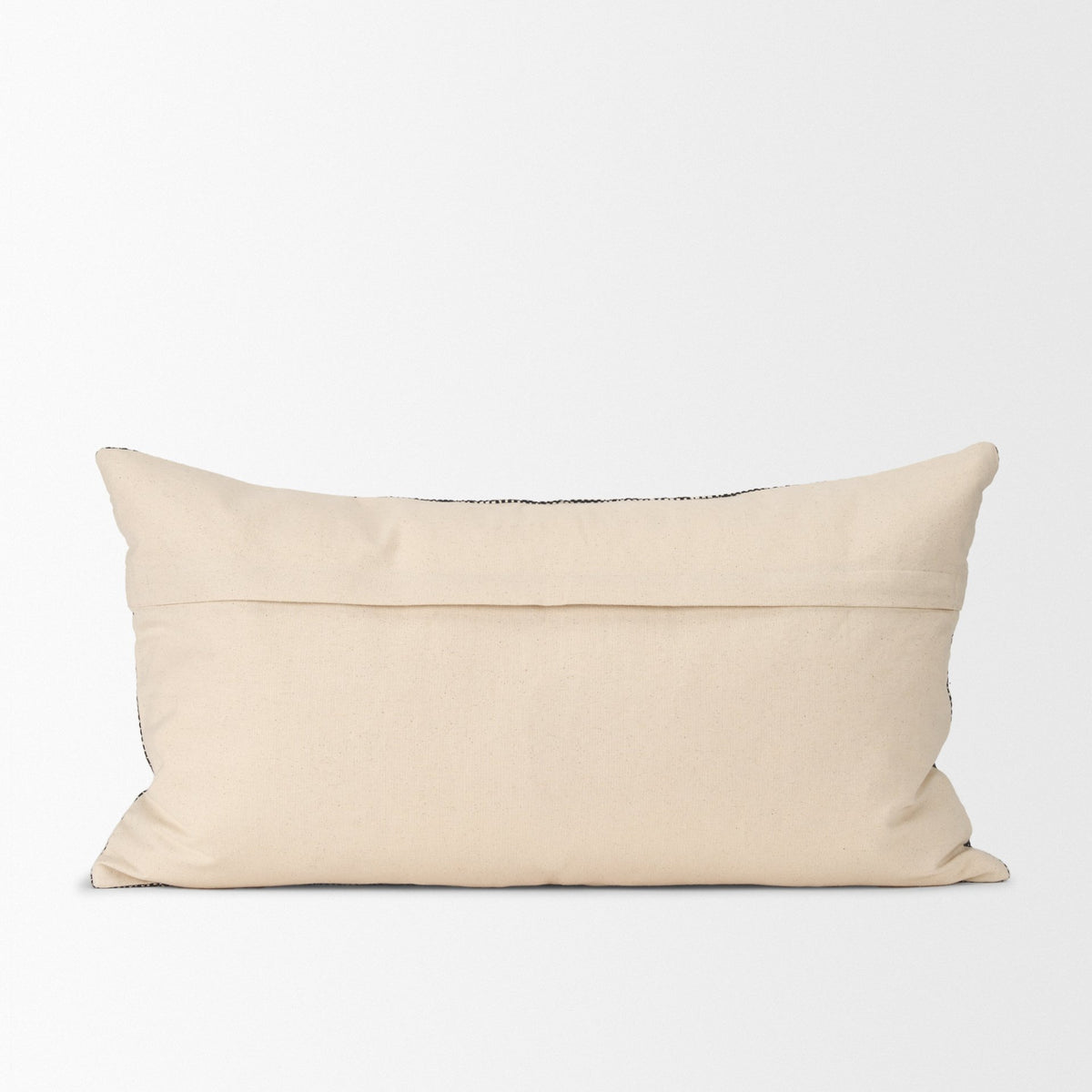 Jalia Cream/Black Woven Cotton Lumbar Pillow Cover (min order qty 2)-Decorative Pillows-DECOROLALA