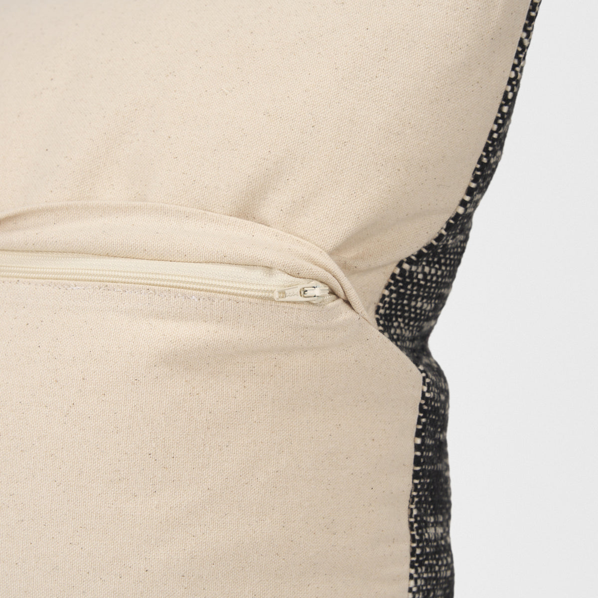 Jalia Cream/Black Woven Cotton Lumbar Pillow Cover (min order qty 2)-Decorative Pillows-DECOROLALA