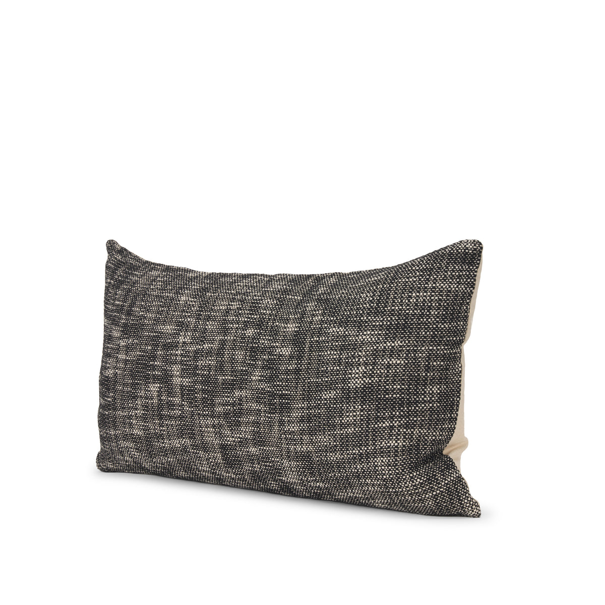 Jalia Cream/Black Woven Cotton Lumbar Pillow Cover (min order qty 2)-Decorative Throw Pillows-DECOROLALA