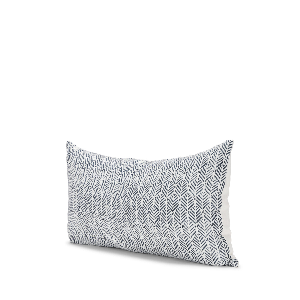 Janelle Cream & Indigo Linen Lumbar Pillow Cover (min order qty 2)-Decorative Pillows-DECOROLALA