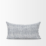 Janelle Cream & Indigo Linen Lumbar Pillow Cover (min order qty 2)-Decorative Pillows-DECOROLALA