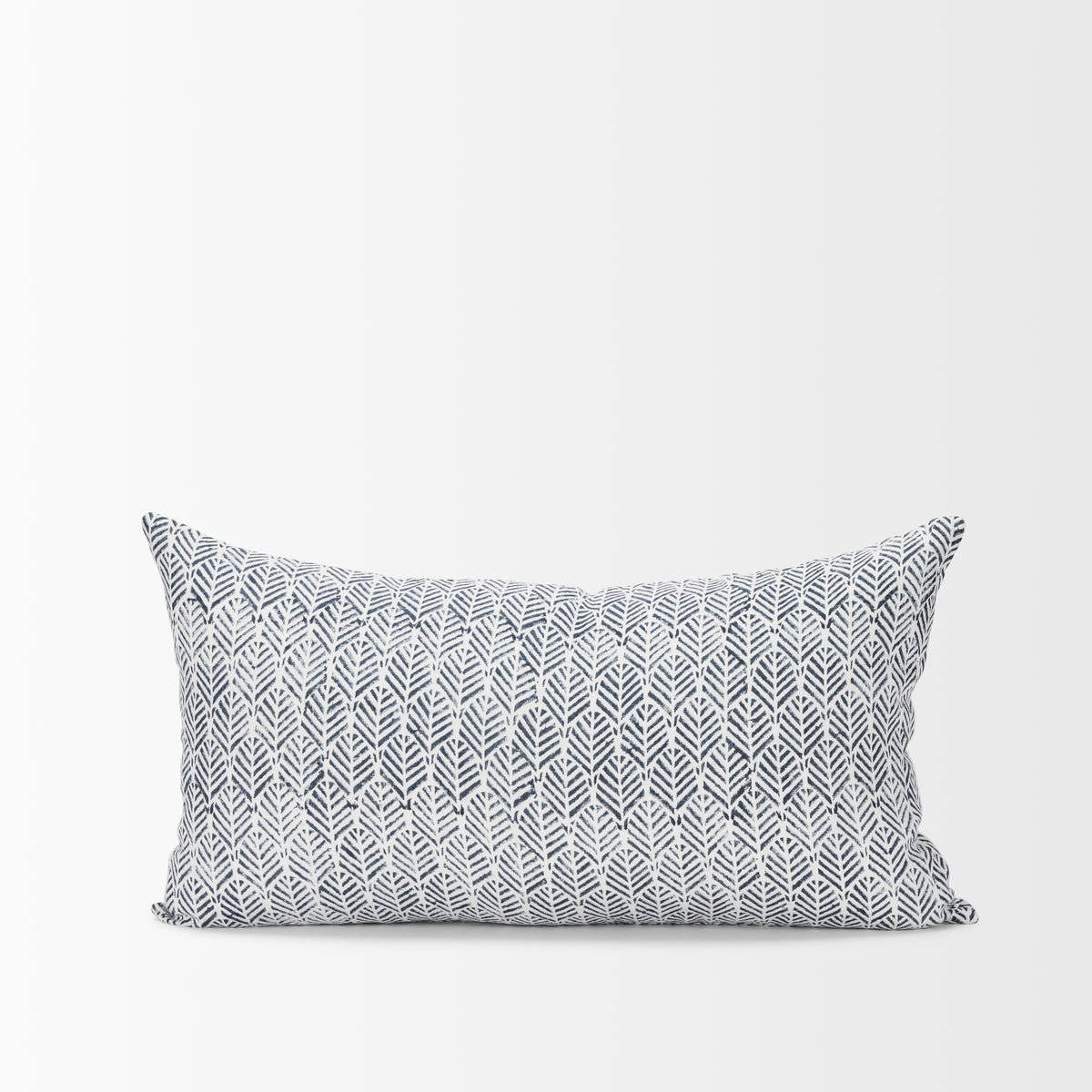Janelle Cream & Indigo Linen Lumbar Pillow Cover (min order qty 2)-Decorative Pillows-DECOROLALA