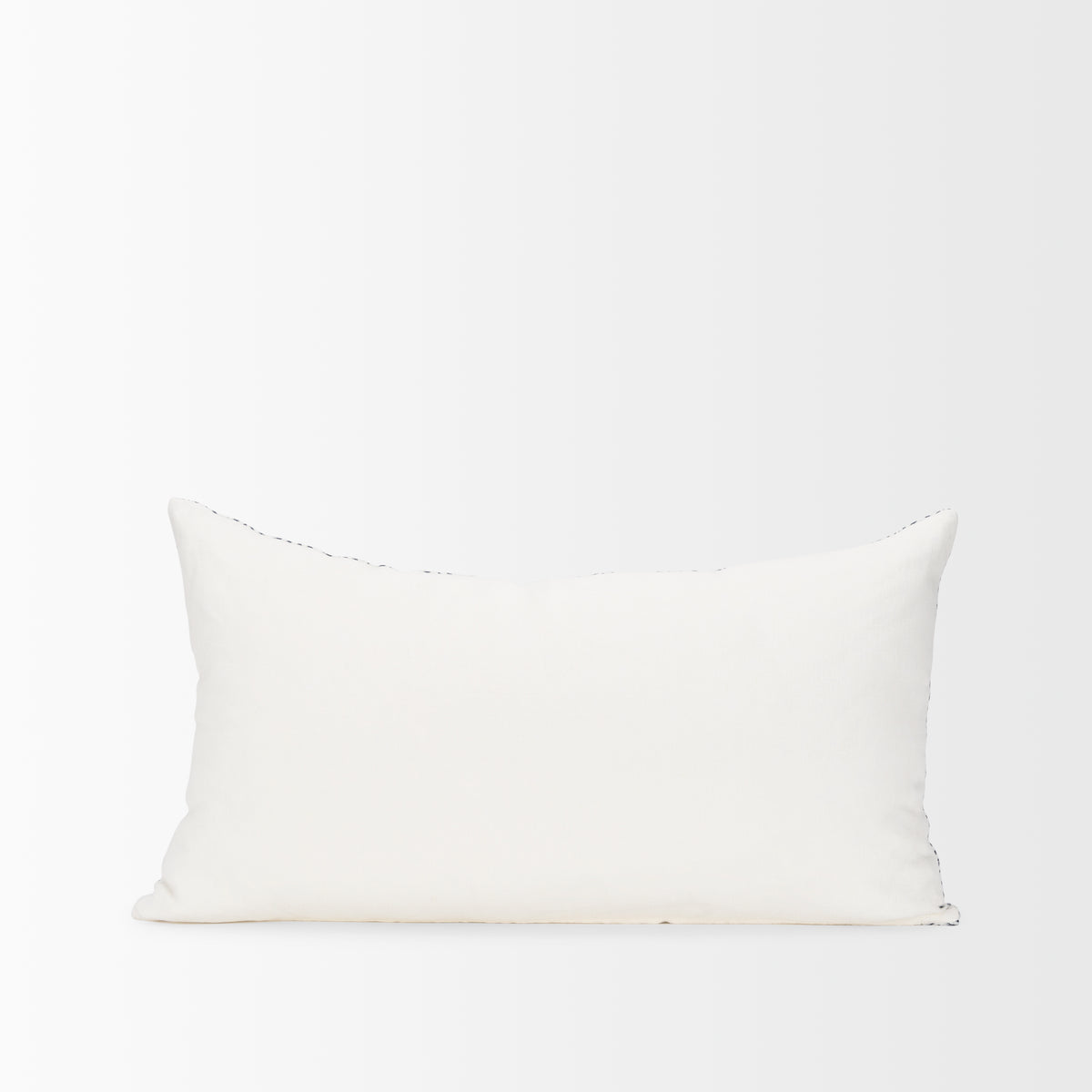 Janelle Cream & Indigo Linen Lumbar Pillow Cover (min order qty 2)-Decorative Pillows-DECOROLALA