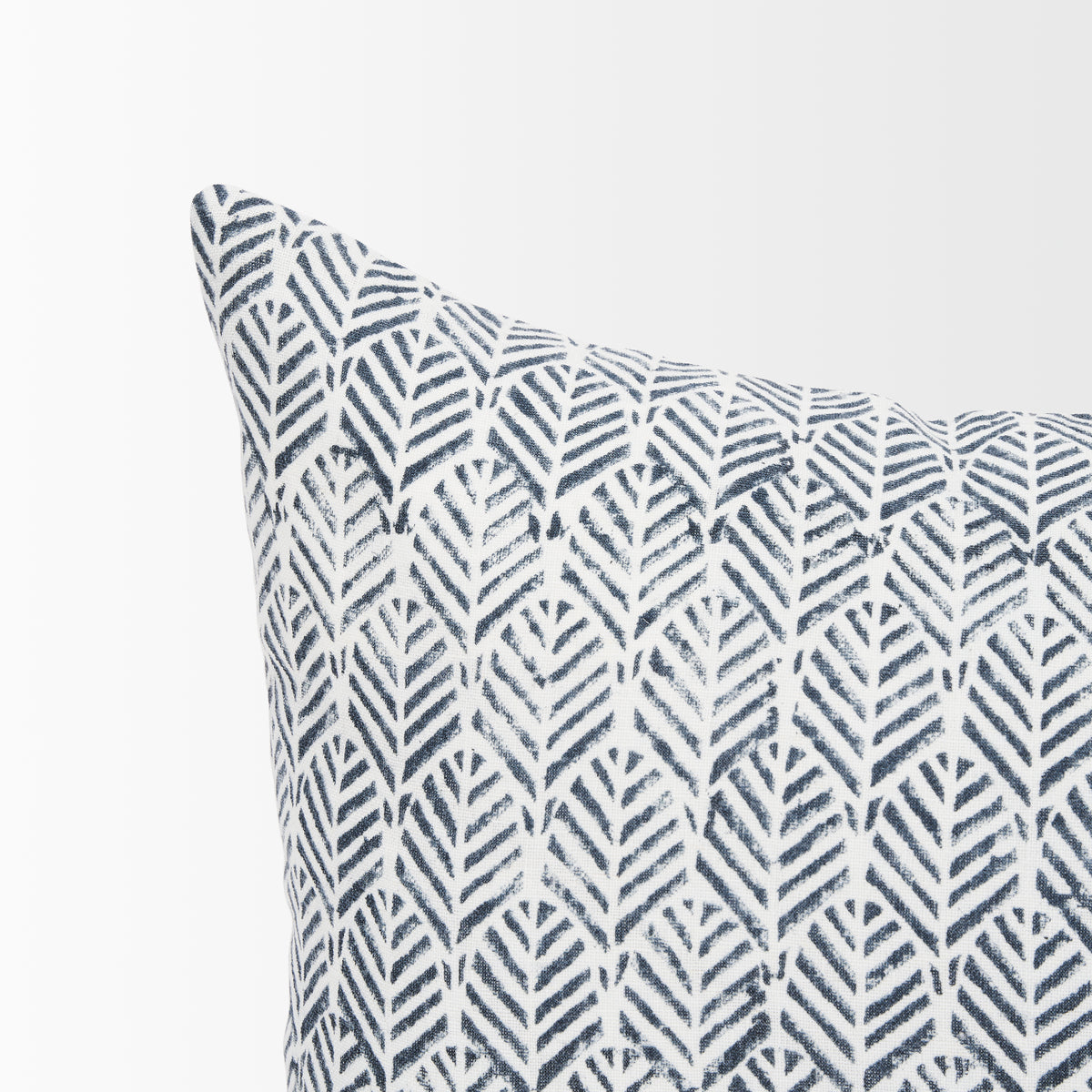 Janelle Cream & Indigo Linen Lumbar Pillow Cover (min order qty 2)-Decorative Pillows-DECOROLALA